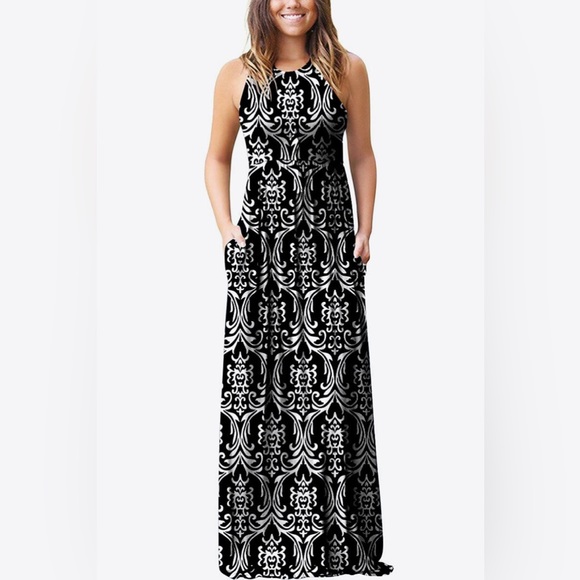 SHELY Dresses & Skirts - SMALL Women's Sleeveless Loose Plain Casual Maxi Long Dresses with Pockets